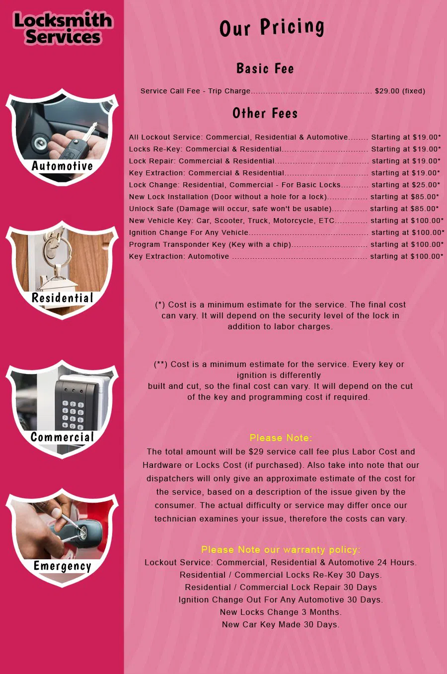 Franklin Park NJ Locksmith Store Franklin Park, NJ 732-790-0942 - price-list-c-18